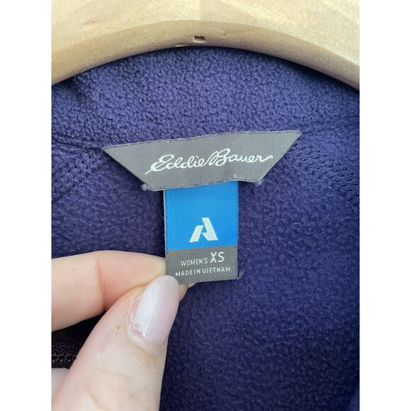 Eddie Bauer XS Fleece 1/4 Zip Pullover Shirt Navy First Ascent Sleeve Pocket - Picture 5 of 10
